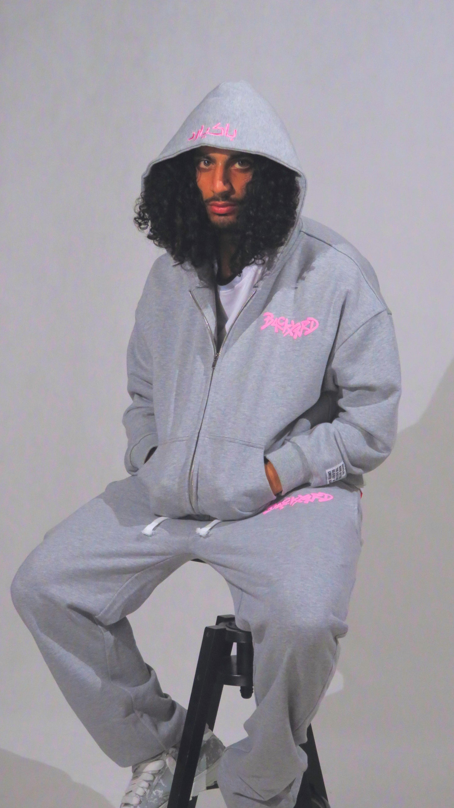 PINK ON GREY SWEATSUIT