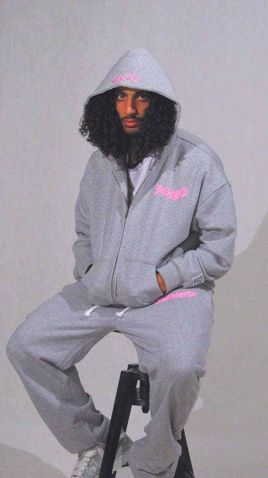 PINK ON GREY SWEATSUIT